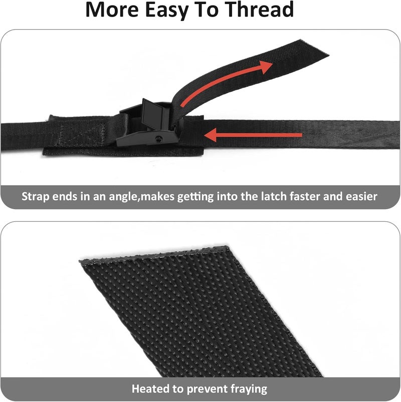 HUANSHA 5Pack Cam Buckle Tie Down Straps, 1" x 8 ft Heavy Duty Lashing Secure Strap Adjustable Black Pull Cinch Strap for Kayak, Cargo, Luggage, Bicycles,Truck, Car Roof Rack, Moving - Image 2